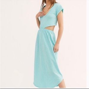 NWT FP BEACH Marigold Midi Dress Blue XS Cut Out Open Back